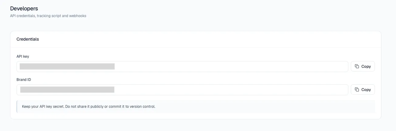 API Keys page in the AdvocateLoop dashboard