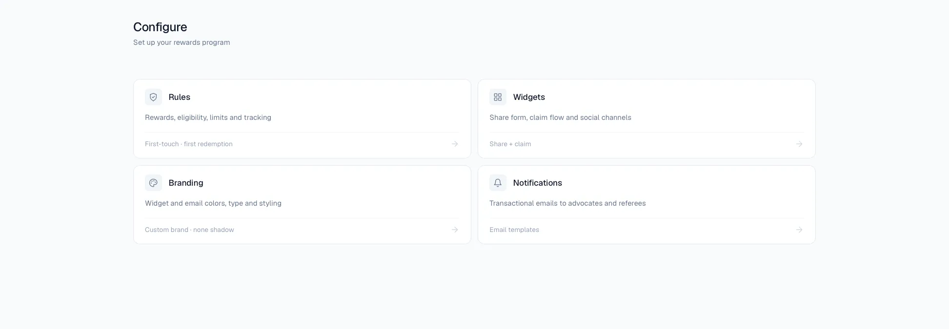 The Configure area in the AdvocateLoop dashboard