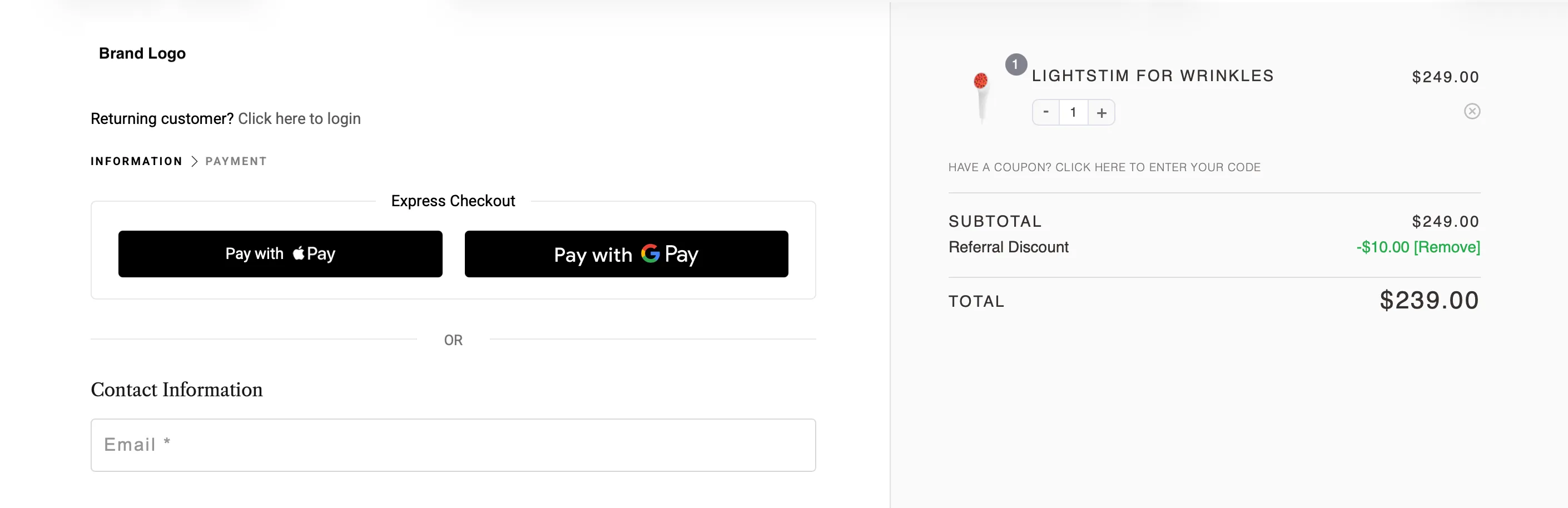 WooCommerce cart and checkout showing the referral discount
