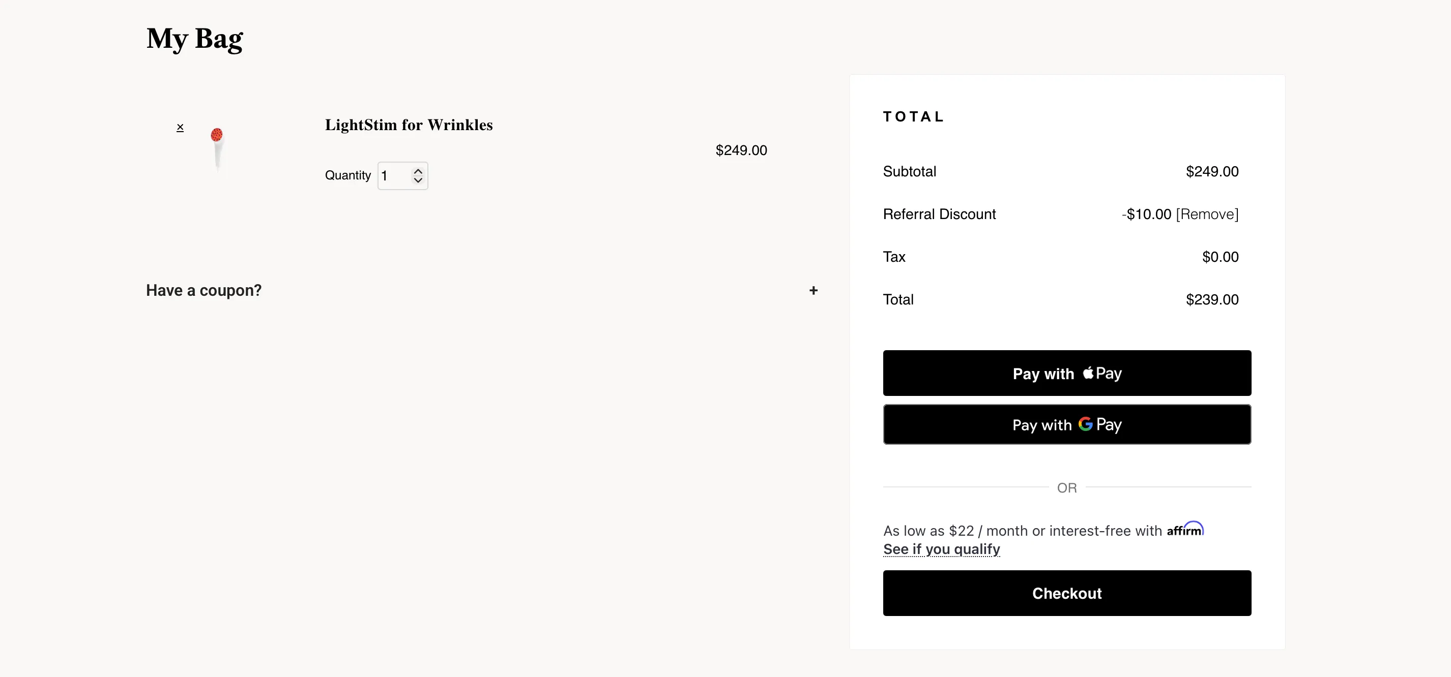 WooCommerce cart totals with the referral discount line